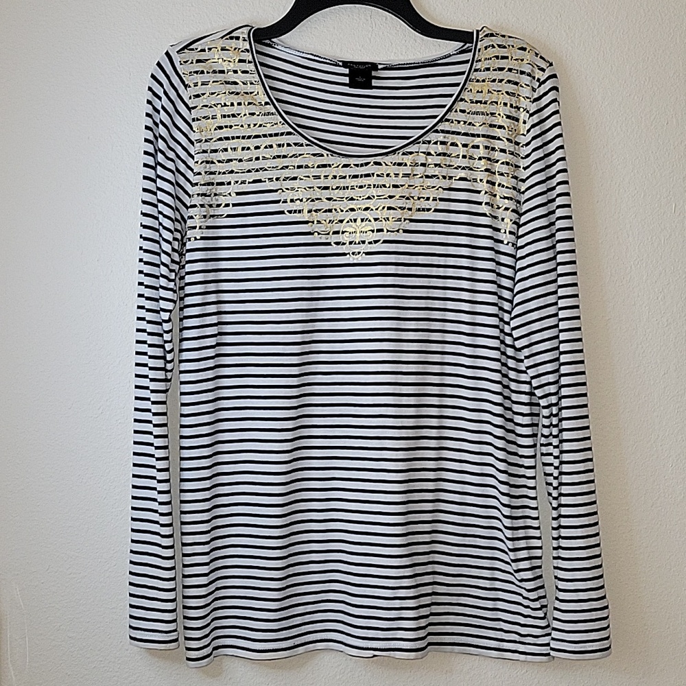 Ann Taylor Factory LS Striped Tee/ Top, L, EUC, Like New